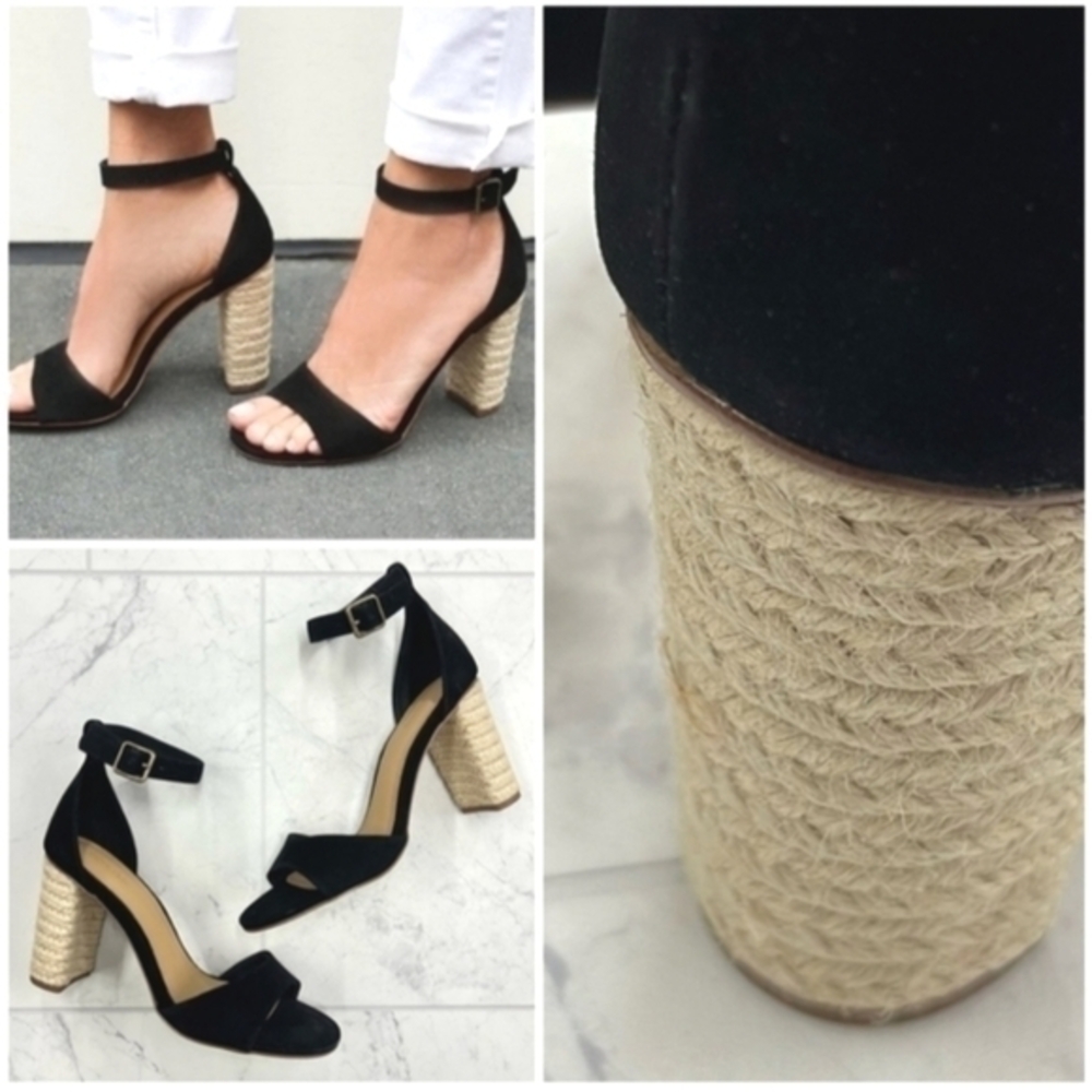 Soludos Tall Capri Suede Heel In Black Leather